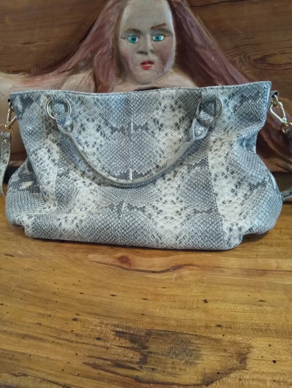 G.I.L.I. Got It Love It Python/Snakeskin Leather Slouchy Hobo Bag Fringe Tassel